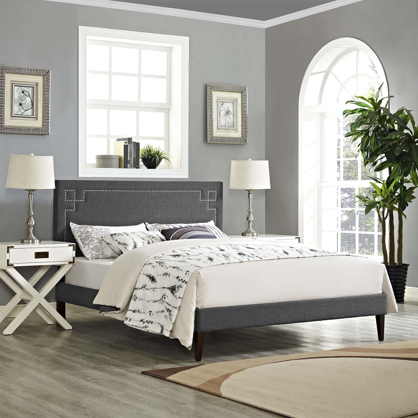 Modway Furniture Modern Ruthie Full Fabric Platform Bed with Squared Tapered Legs - MOD-5937
