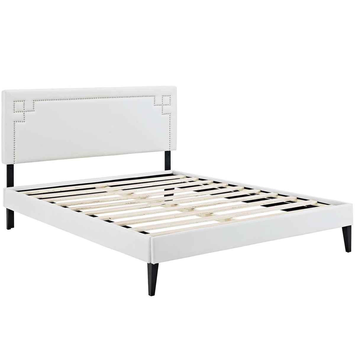 Modway Furniture Modern Ruthie Queen Vinyl Platform Bed with Squared Tapered Legs - MOD-5938