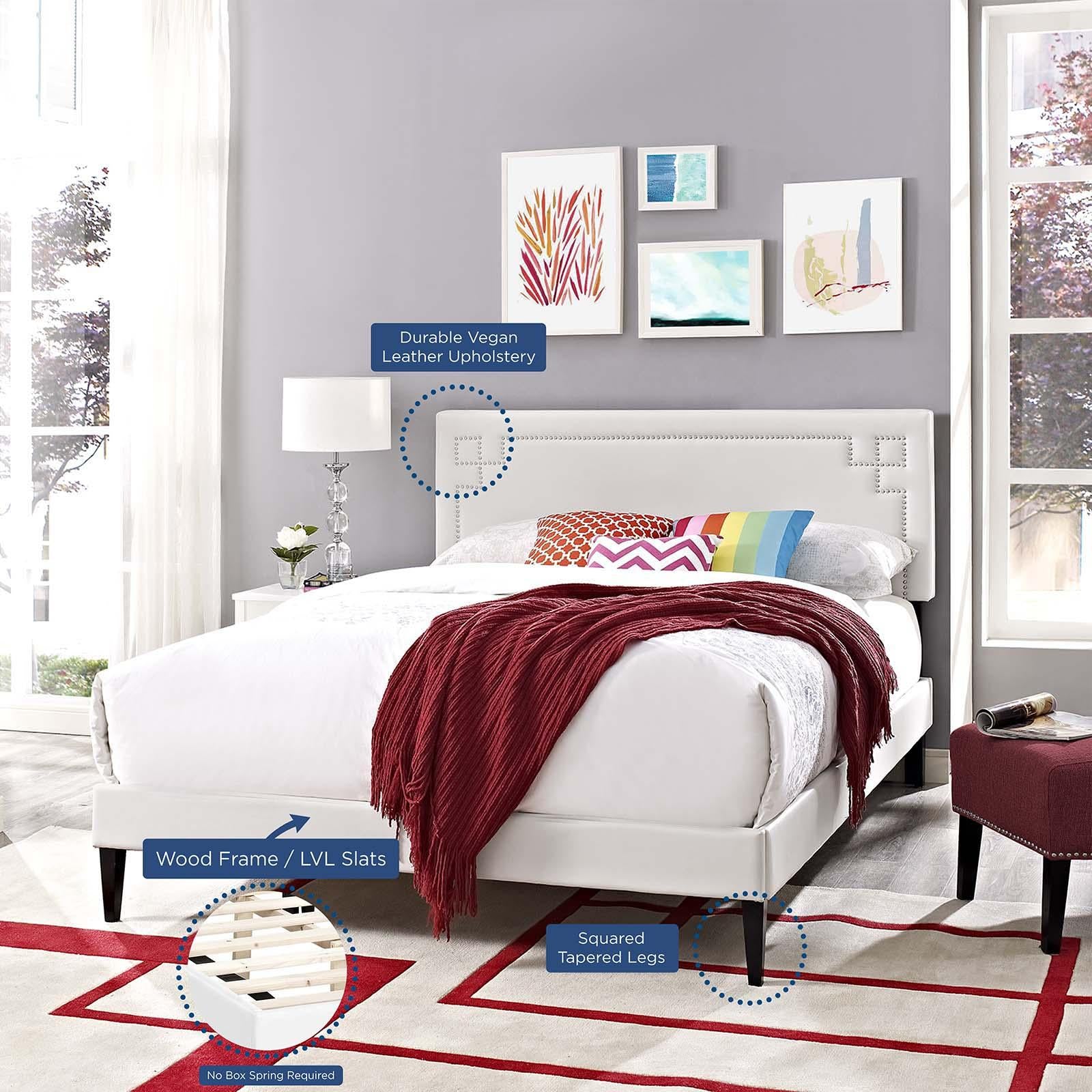 Modway Furniture Modern Ruthie Queen Vinyl Platform Bed with Squared Tapered Legs - MOD-5938