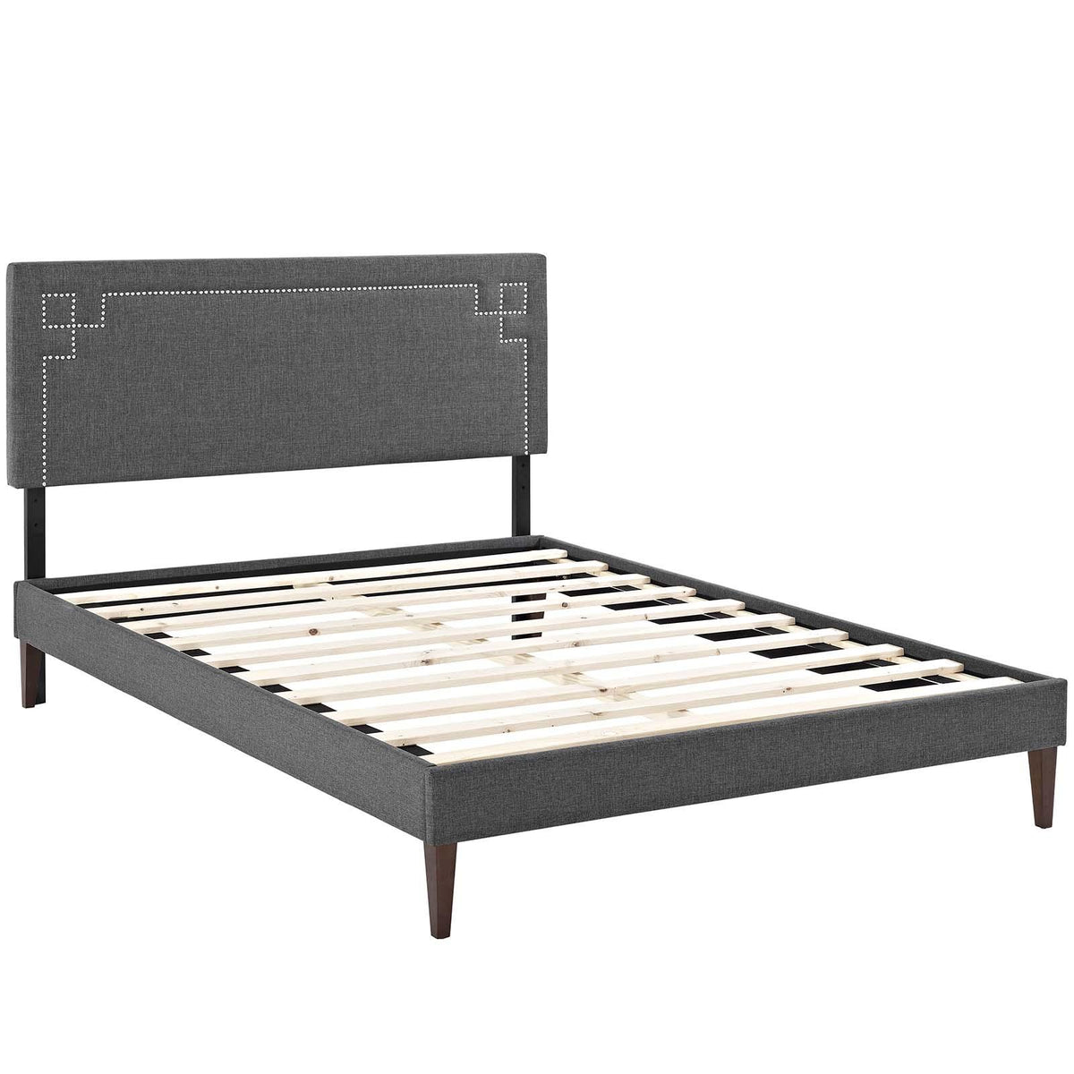 Modway Furniture Modern Ruthie Queen Fabric Platform Bed with Squared Tapered Legs - MOD-5939