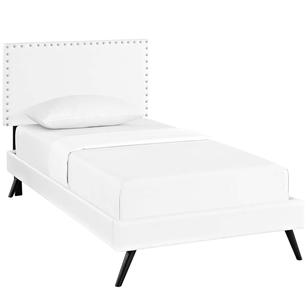 Modway Furniture Modern Macie Twin Vinyl Platform Bed with Round Splayed Legs - MOD-5958