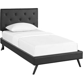 Modway Furniture Modern Tarah Twin Vinyl Platform Bed with Round Splayed Legs - MOD-5974-Minimal & Modern