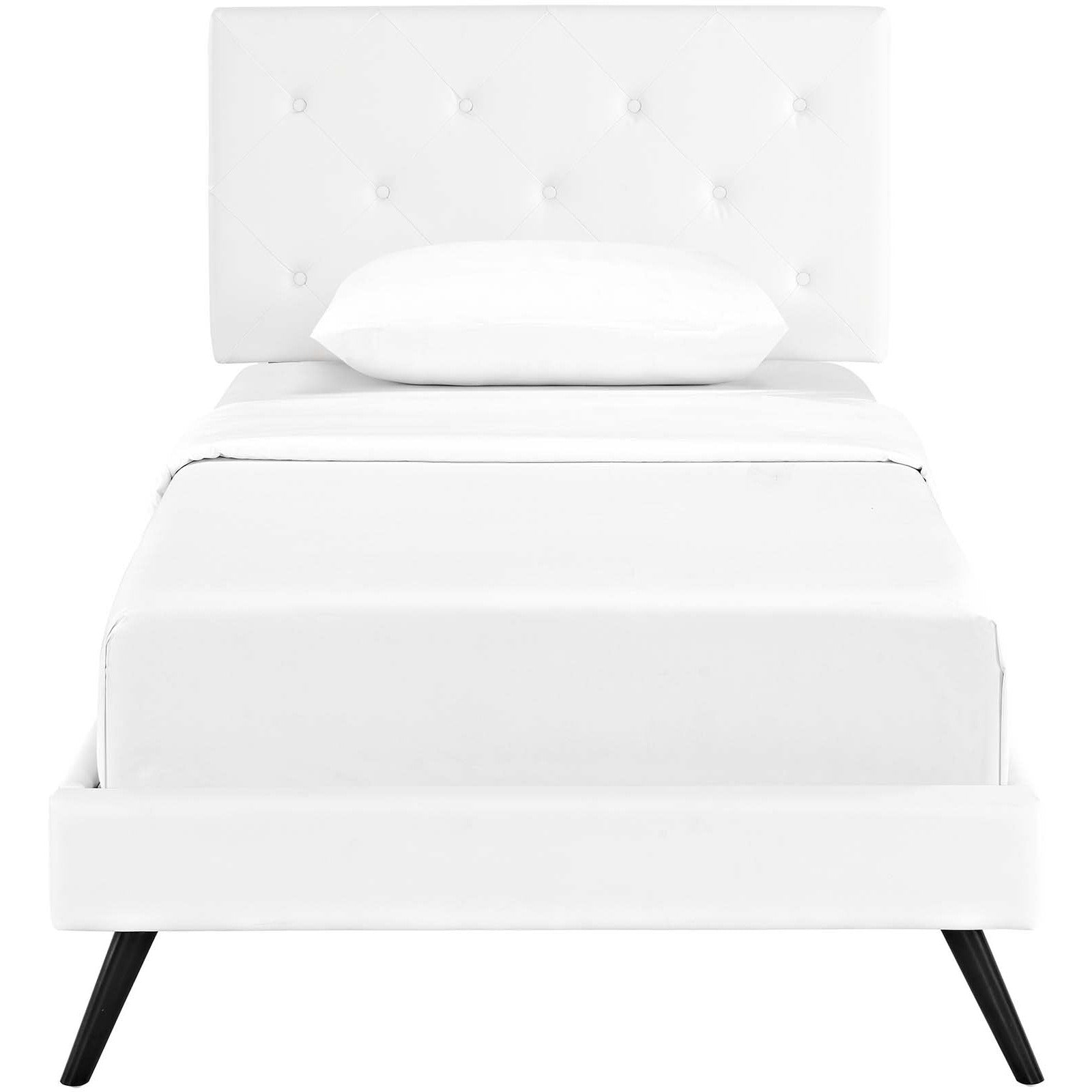 Modway Furniture Modern Tarah Twin Vinyl Platform Bed with Round Splayed Legs - MOD-5974-Minimal & Modern