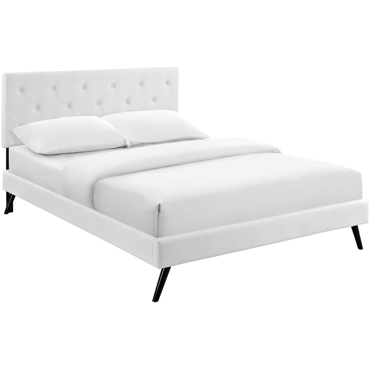 Modway Furniture Modern Tarah Queen Vinyl Platform Bed with Round Splayed Legs - MOD-5978-Minimal & Modern