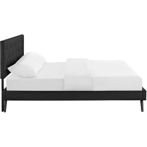 Modway Furniture Modern Tarah King Vinyl Platform Bed with Round Splayed Legs - MOD-5980-Minimal & Modern