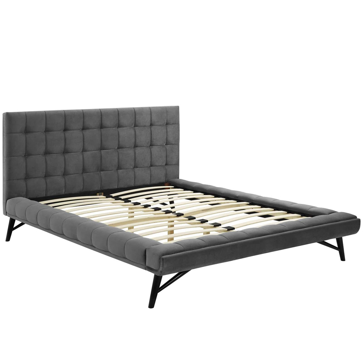 Modway Furniture Modern Julia Queen Biscuit Tufted Performance Velvet Platform Bed - MOD-6008