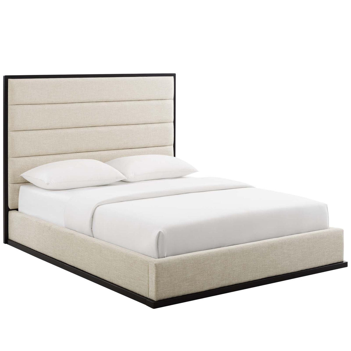 Modway Furniture Modern Ashland Queen Upholstered Linen Fabric Platform Bed - MOD-6046