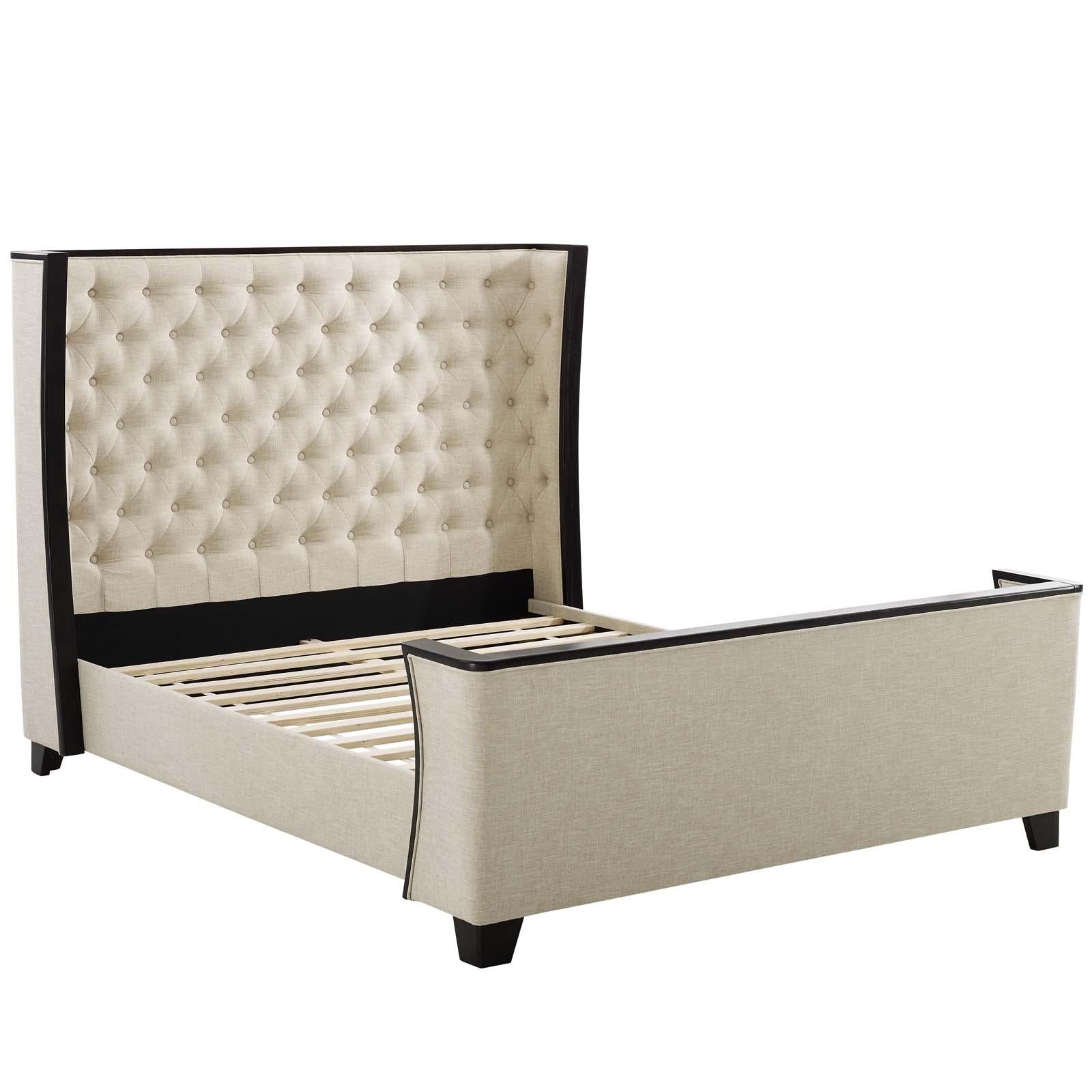 Modway Furniture Modern Galia Queen Upholstered Linen Fabric Platform Bed - MOD-6052