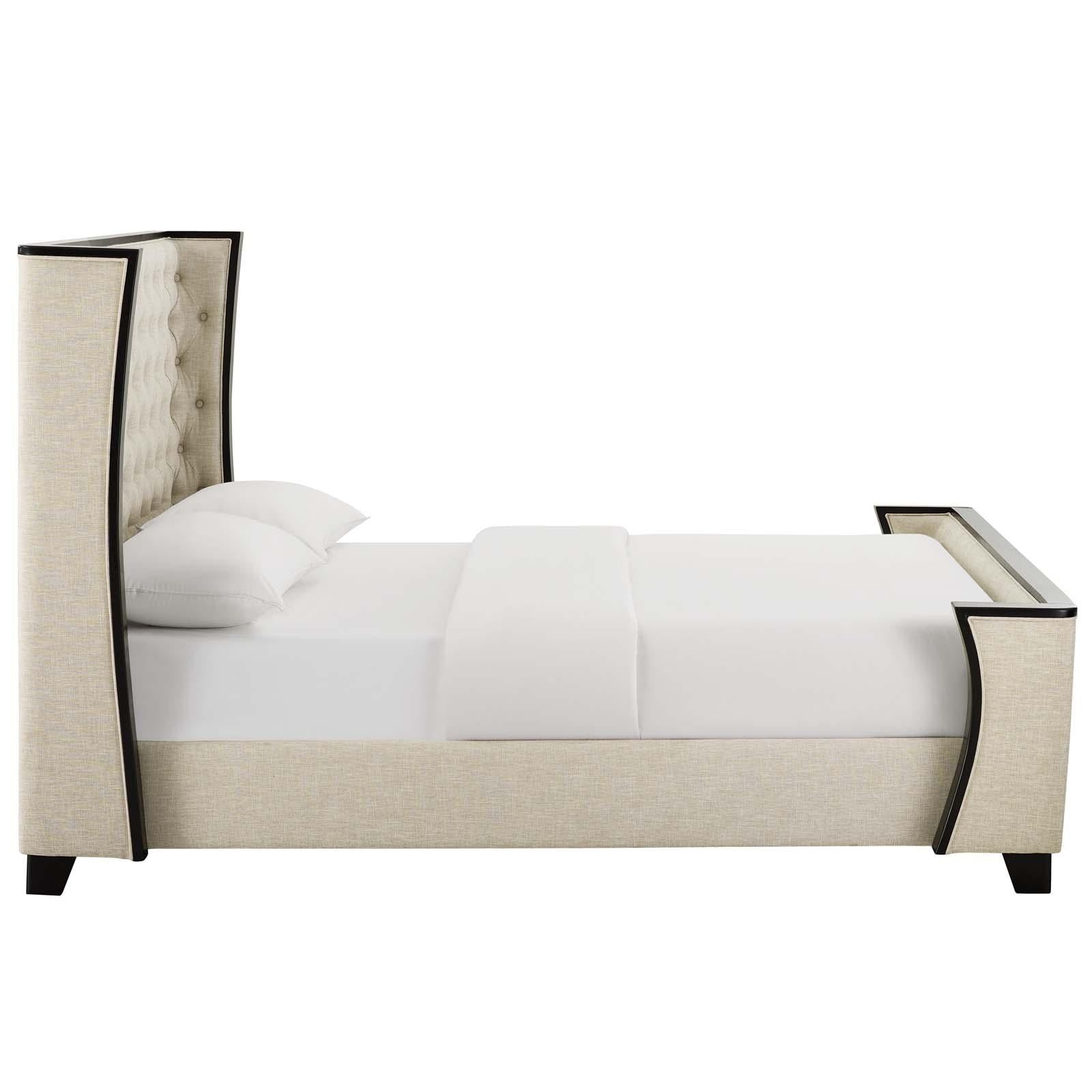 Modway Furniture Modern Galia Queen Upholstered Linen Fabric Platform Bed - MOD-6052