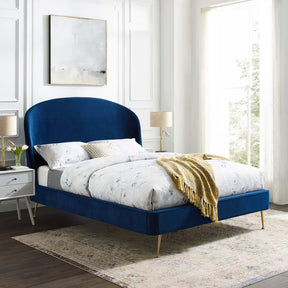 Modway Furniture Modern Mira Upholstered Performance Velvet Queen Platform Bed - MOD-6131