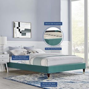 Modway Furniture Modern Harlow Full Performance Velvet Platform Bed Frame - MOD-6269