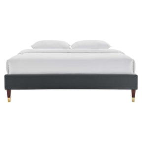Modway Furniture Modern Harlow Queen Performance Velvet Platform Bed Frame - MOD-6270