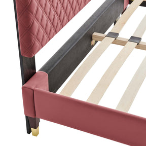 Modway Furniture Modern Harlow Queen Performance Velvet Platform Bed Frame - MOD-6270