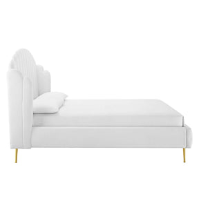 Modway Furniture Modern Lana Queen Performance Velvet Wingback Platform Bed - MOD-6282