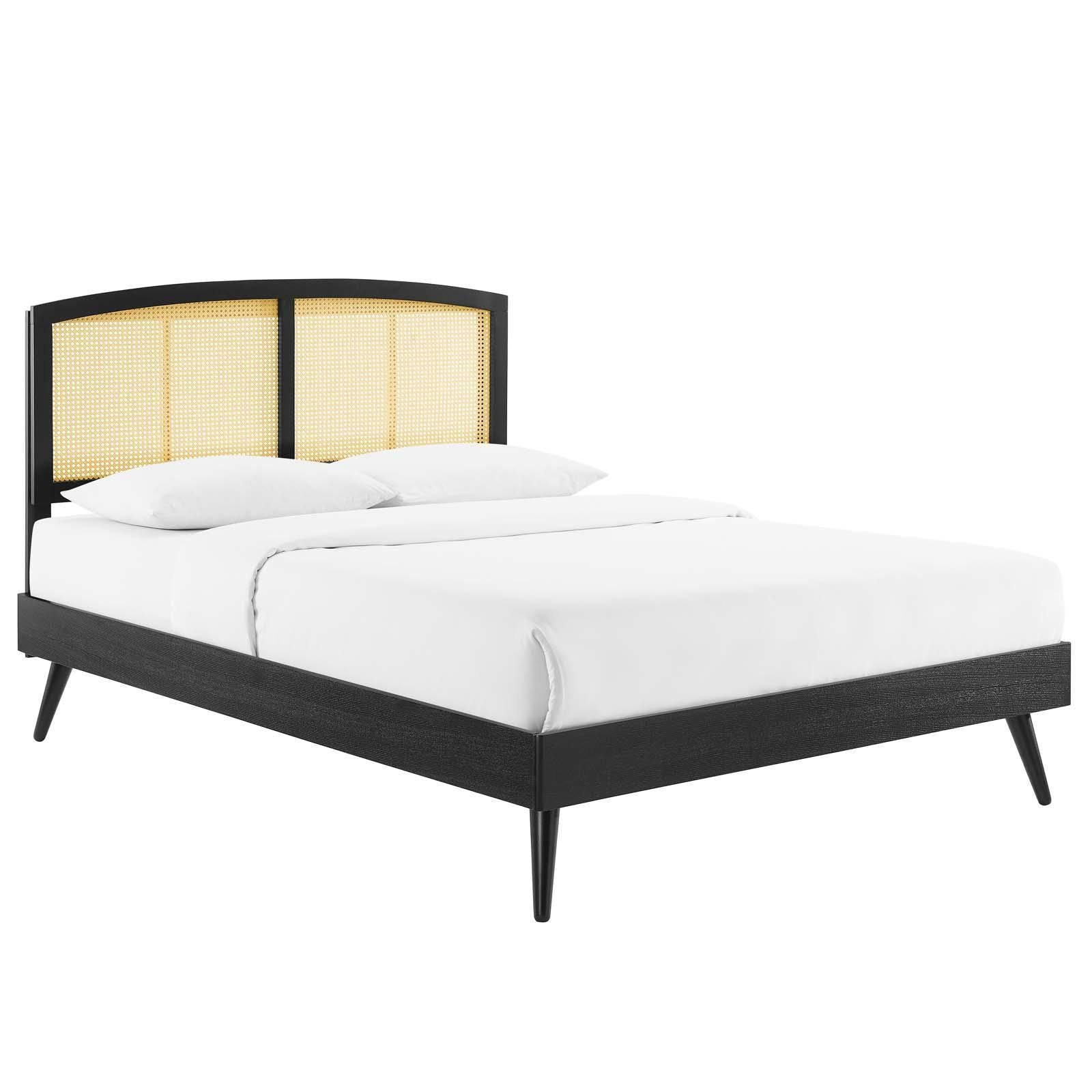Modway Furniture Modern Sierra Cane and Wood Queen Platform Bed With Splayed Legs - MOD-6376