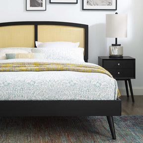 Modway Furniture Modern Sierra Cane and Wood Queen Platform Bed With Splayed Legs - MOD-6376