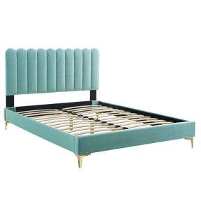 Modway Furniture Modern Reagan Queen Performance Velvet Platform Bed - MOD-6586