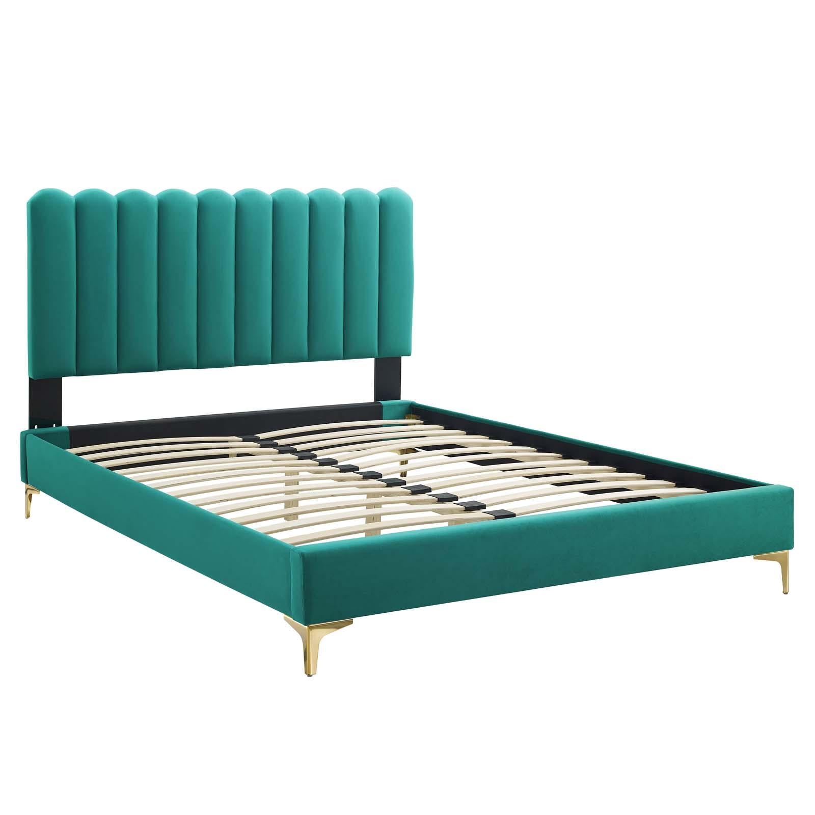 Modway Furniture Modern Reagan Queen Performance Velvet Platform Bed - MOD-6586