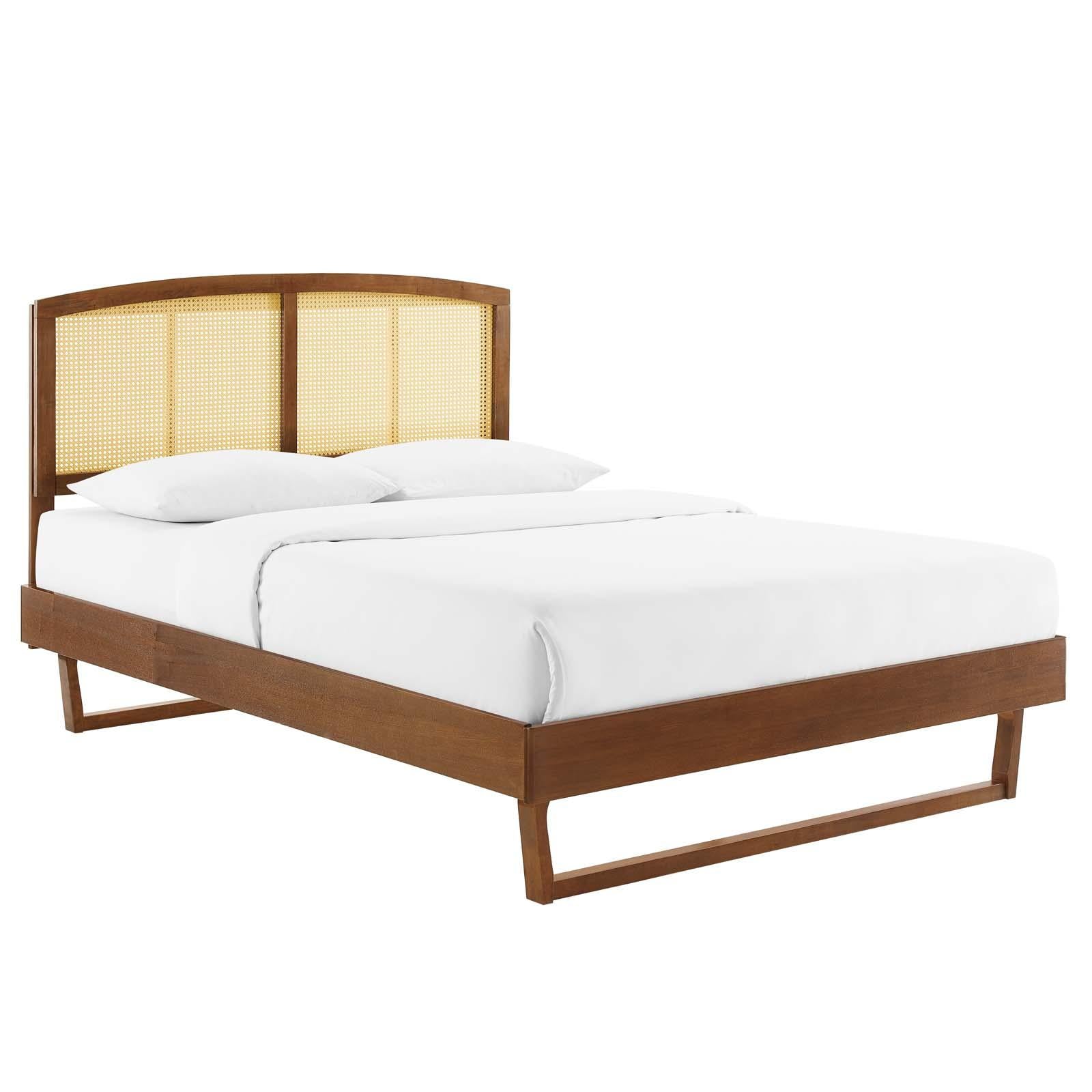 Modway Furniture Modern Sierra Cane and Wood Full Platform Bed With Angular Legs - MOD-6699