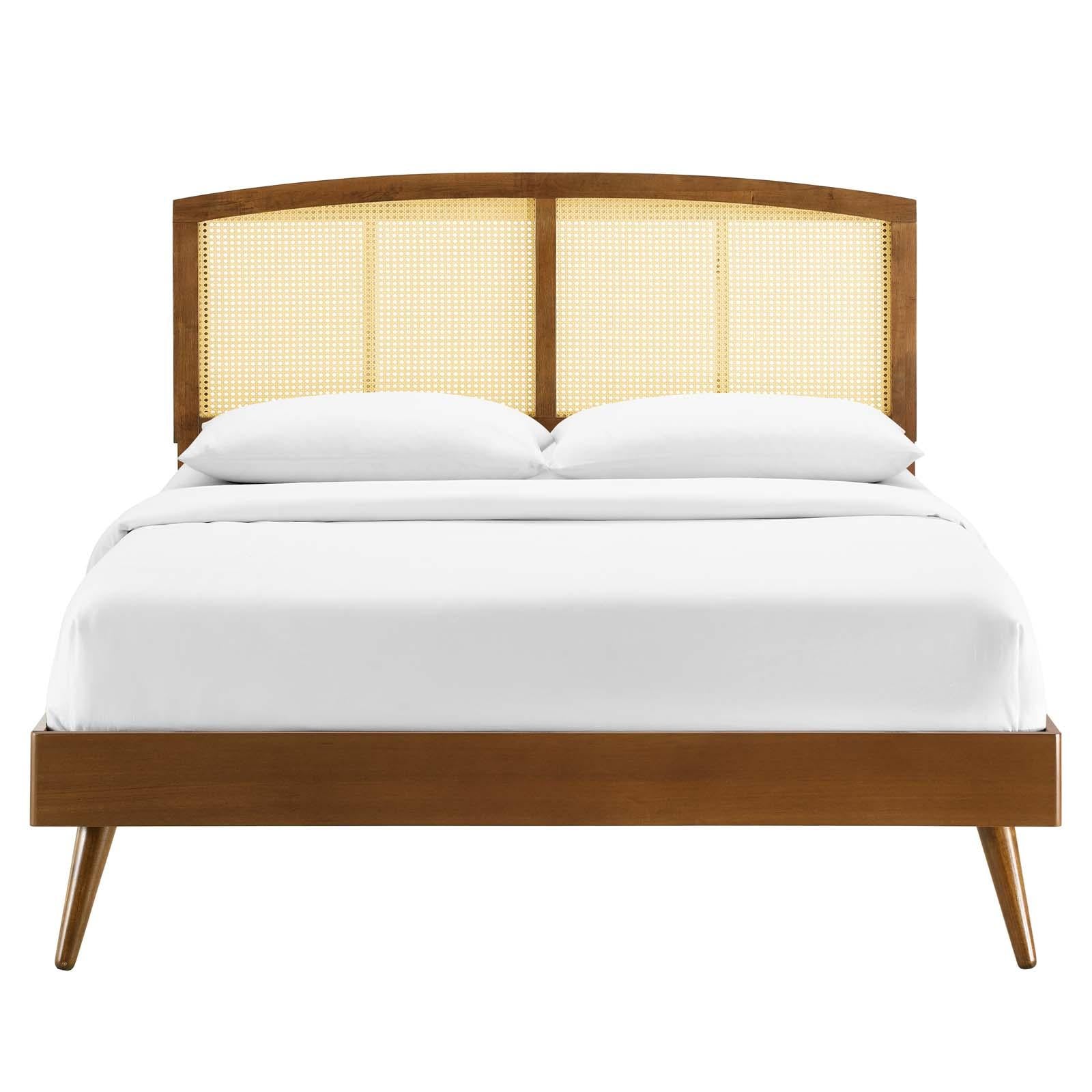 Modway Furniture Modern Sierra Cane and Wood Full Platform Bed With Splayed Legs - MOD-6700