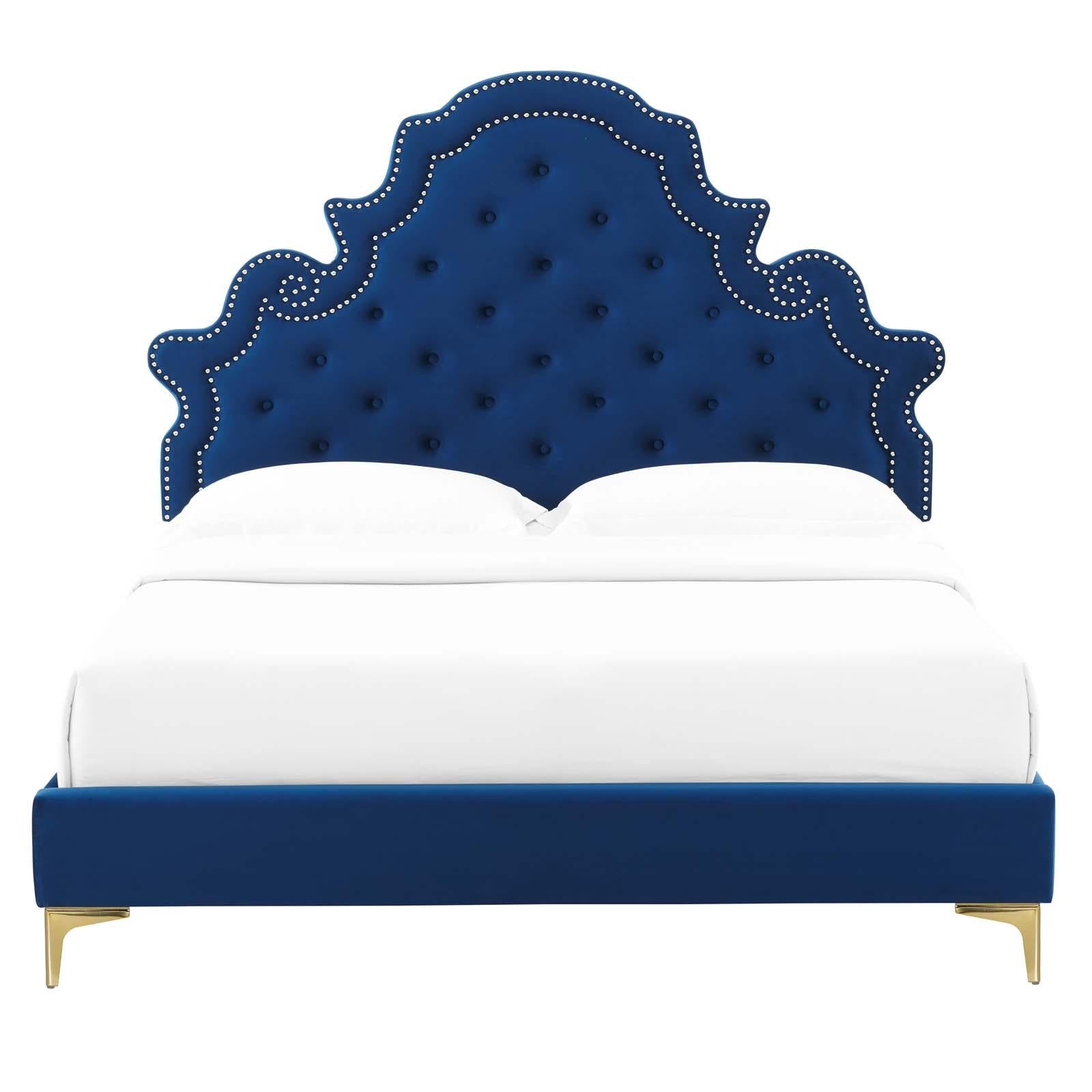 Modway Furniture Modern Gwyneth Tufted Performance Velvet Queen Platform Bed - MOD-6751