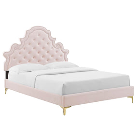 Modway Furniture Modern Gwyneth Tufted Performance Velvet Queen Platform Bed - MOD-6751