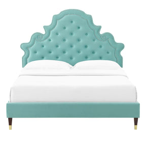 Modway Furniture Modern Gwyneth Tufted Performance Velvet Queen Platform Bed - MOD-6752