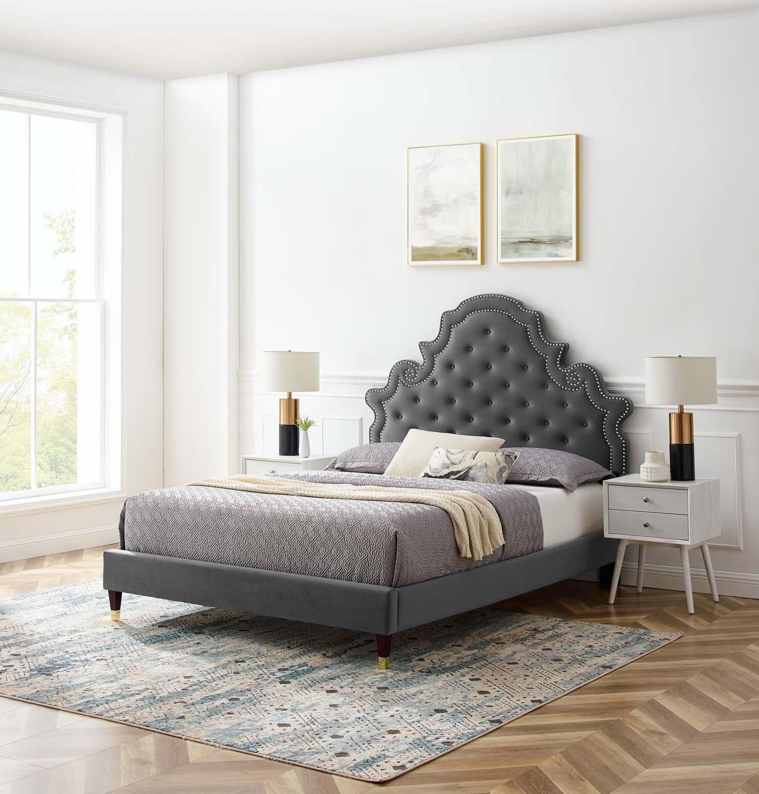 Modway Furniture Modern Gwyneth Tufted Performance Velvet Twin Platform Bed - MOD-6755