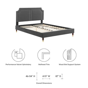 Modway Furniture Modern Novi Performance Velvet Queen Bed - MOD-6823