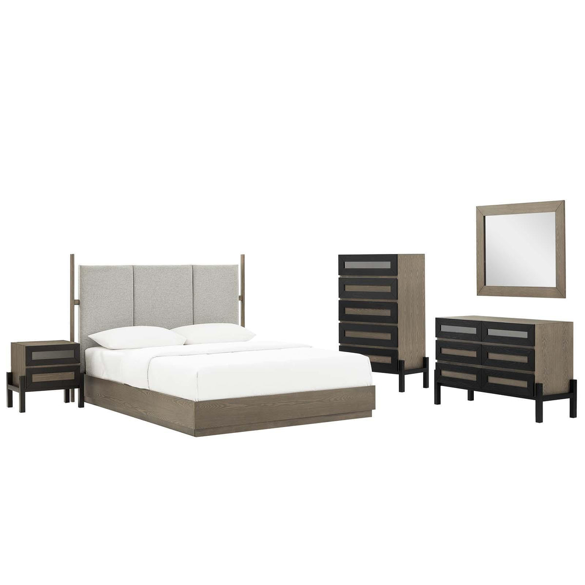 Modway Furniture Modern Merritt 5 Piece Upholstered Bedroom Set - MOD-6959
