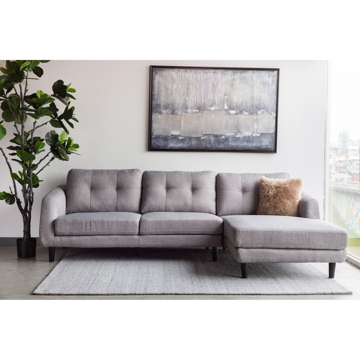 Moe's Home Collection Corey Sectional Dark Grey Right - MT-1002-25-R - Moe's Home Collection - sofa sectionals - Minimal And Modern - 1