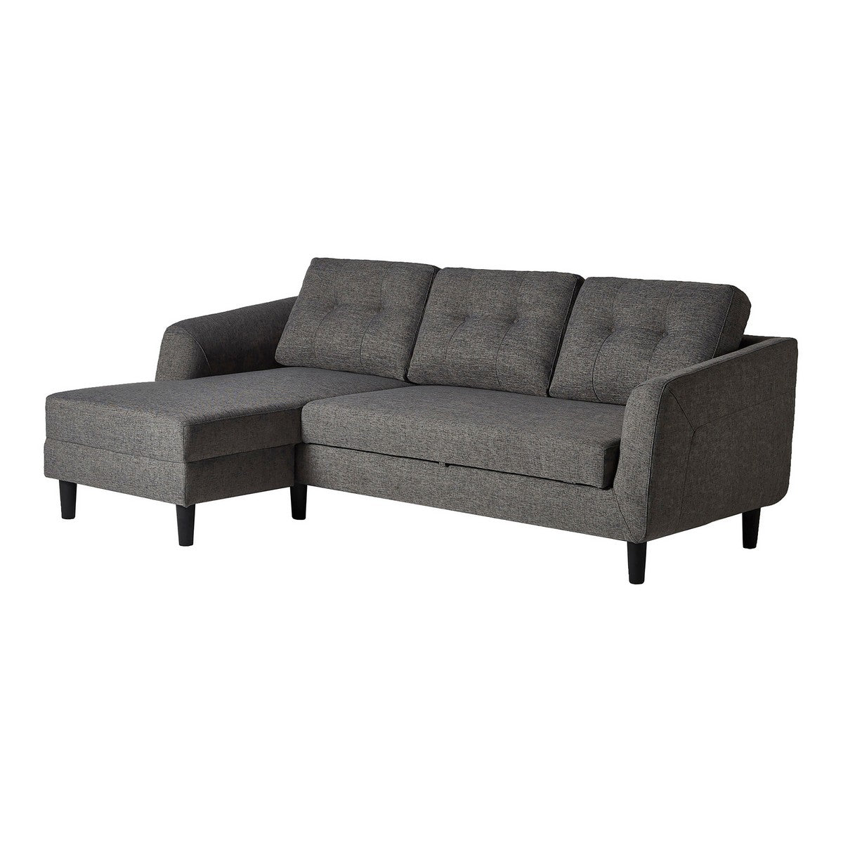 Moe's Home Collection Belagio Sofa Bed With Chaise Charcoal Left - MT-1019-07-L - Moe's Home Collection - Sofa Beds - Minimal And Modern - 1