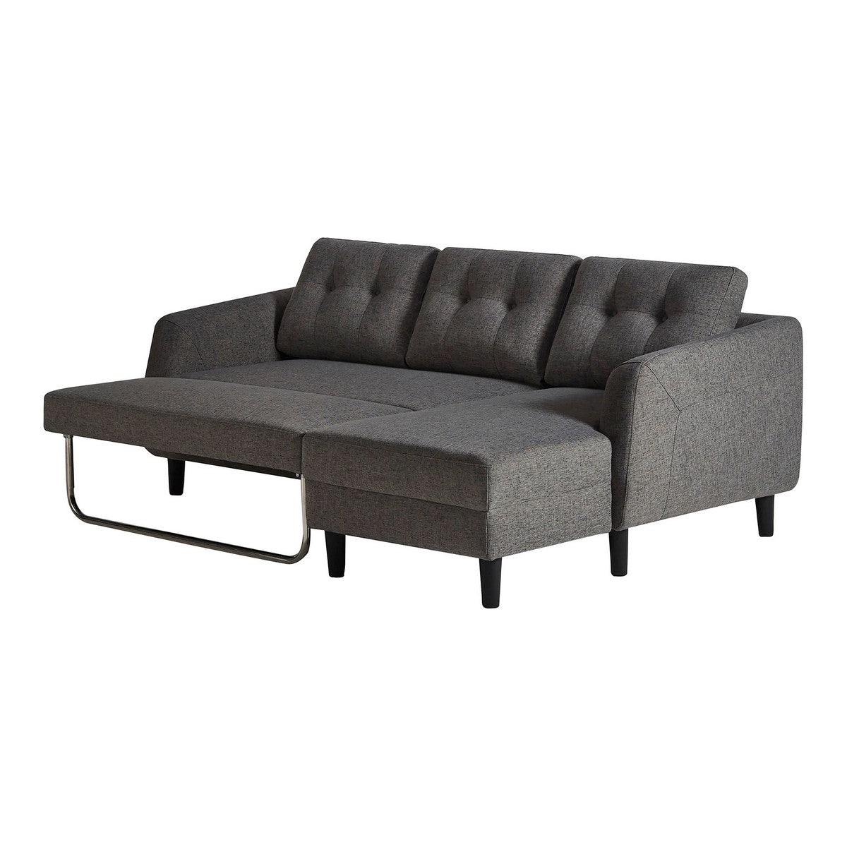 Moe's Home Collection Belagio Sofa Bed With Chaise Charcoal Right - MT-1019-07-R