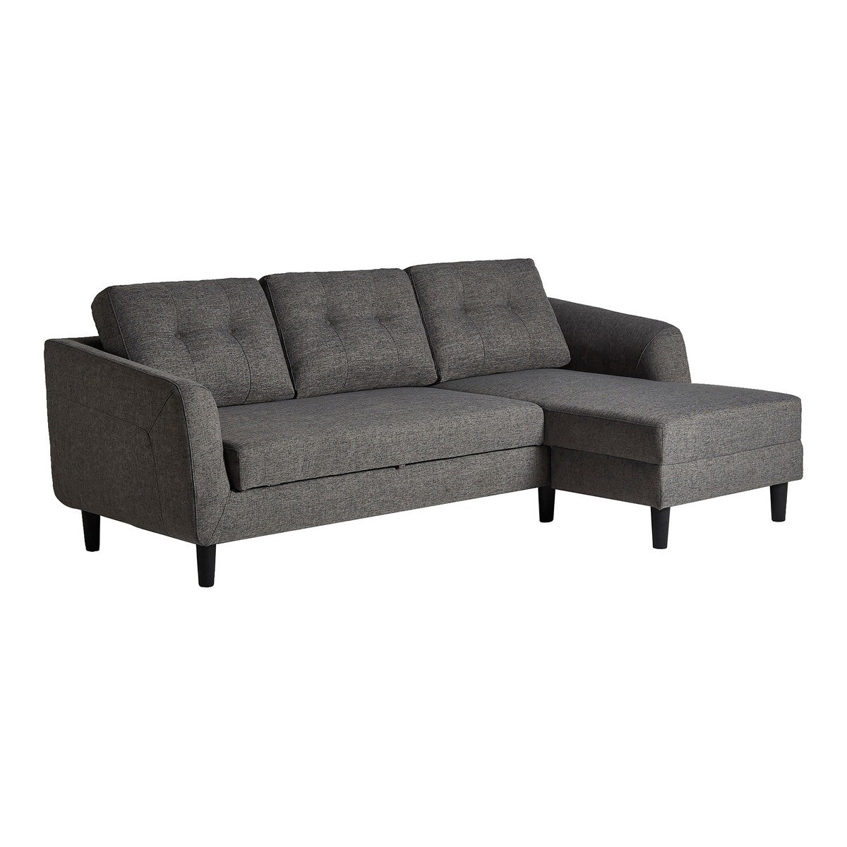 Moe's Home Collection Belagio Sofa Bed With Chaise Charcoal Right - MT-1019-07-R - Moe's Home Collection - Sofa Beds - Minimal And Modern - 1