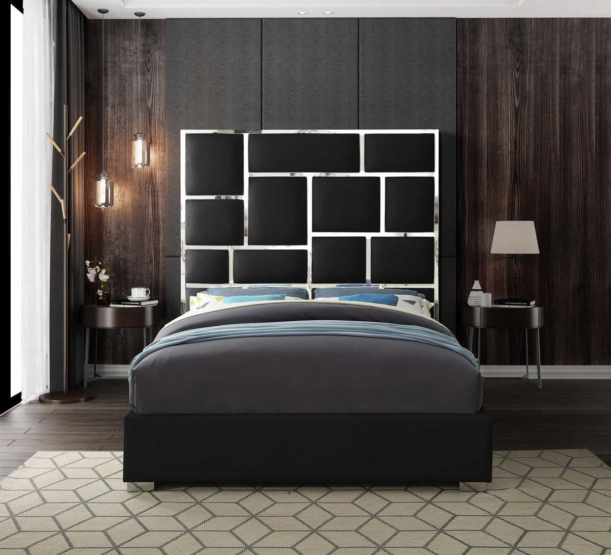 Meridian Furniture Milan Black Faux Leather King Bed