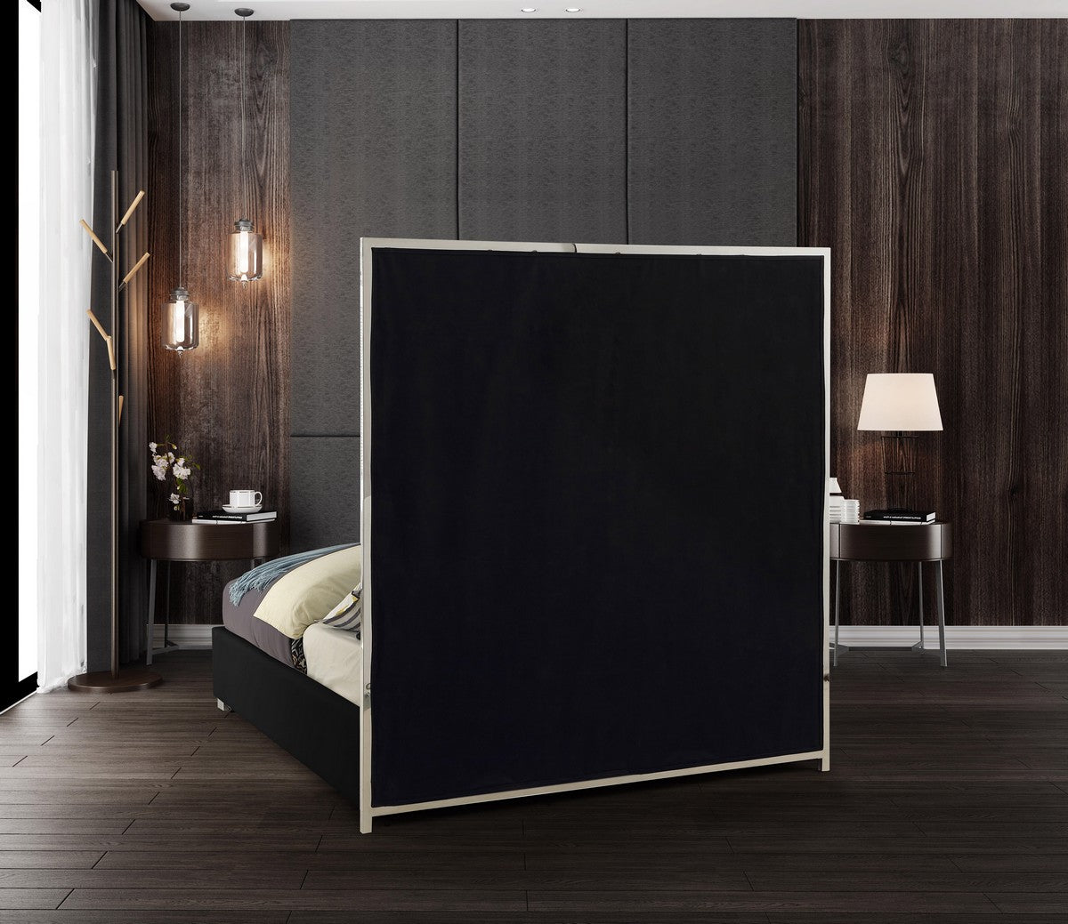 Meridian Furniture Milan Black Faux Leather King Bed