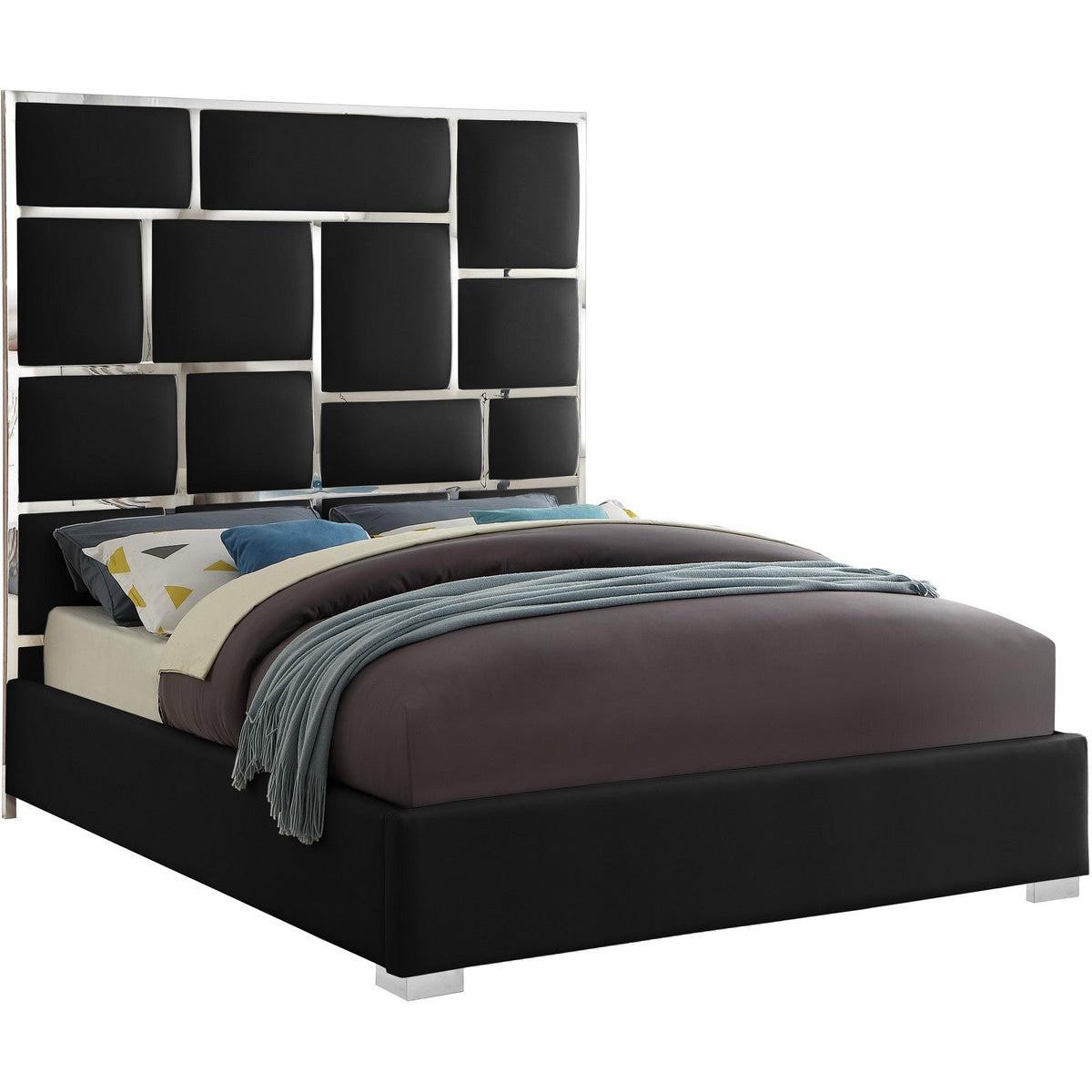 Meridian Furniture Milan Black Faux Leather Queen BedMeridian Furniture - Queen Bed - Minimal And Modern - 1