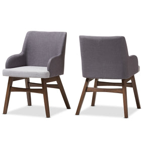 Baxton Studio Monte Mid-Century Modern Two-Tone Grey Fabric Armchair (Set of 2) Baxton Studio-dining chair-Minimal And Modern - 2