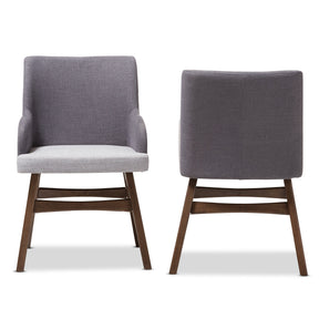 Baxton Studio Monte Mid-Century Modern Two-Tone Grey Fabric Armchair (Set of 2) Baxton Studio-dining chair-Minimal And Modern - 3