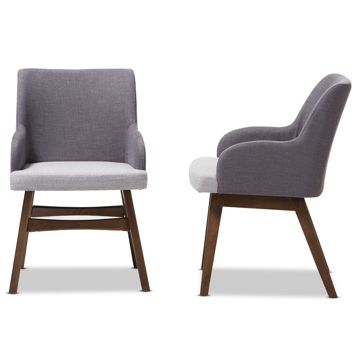 Baxton Studio Monte Mid-Century Modern Two-Tone Grey Fabric Armchair (Set of 2) Baxton Studio-dining chair-Minimal And Modern - 4