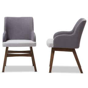 Baxton Studio Monte Mid-Century Modern Two-Tone Grey Fabric Armchair (Set of 2) Baxton Studio-dining chair-Minimal And Modern - 4