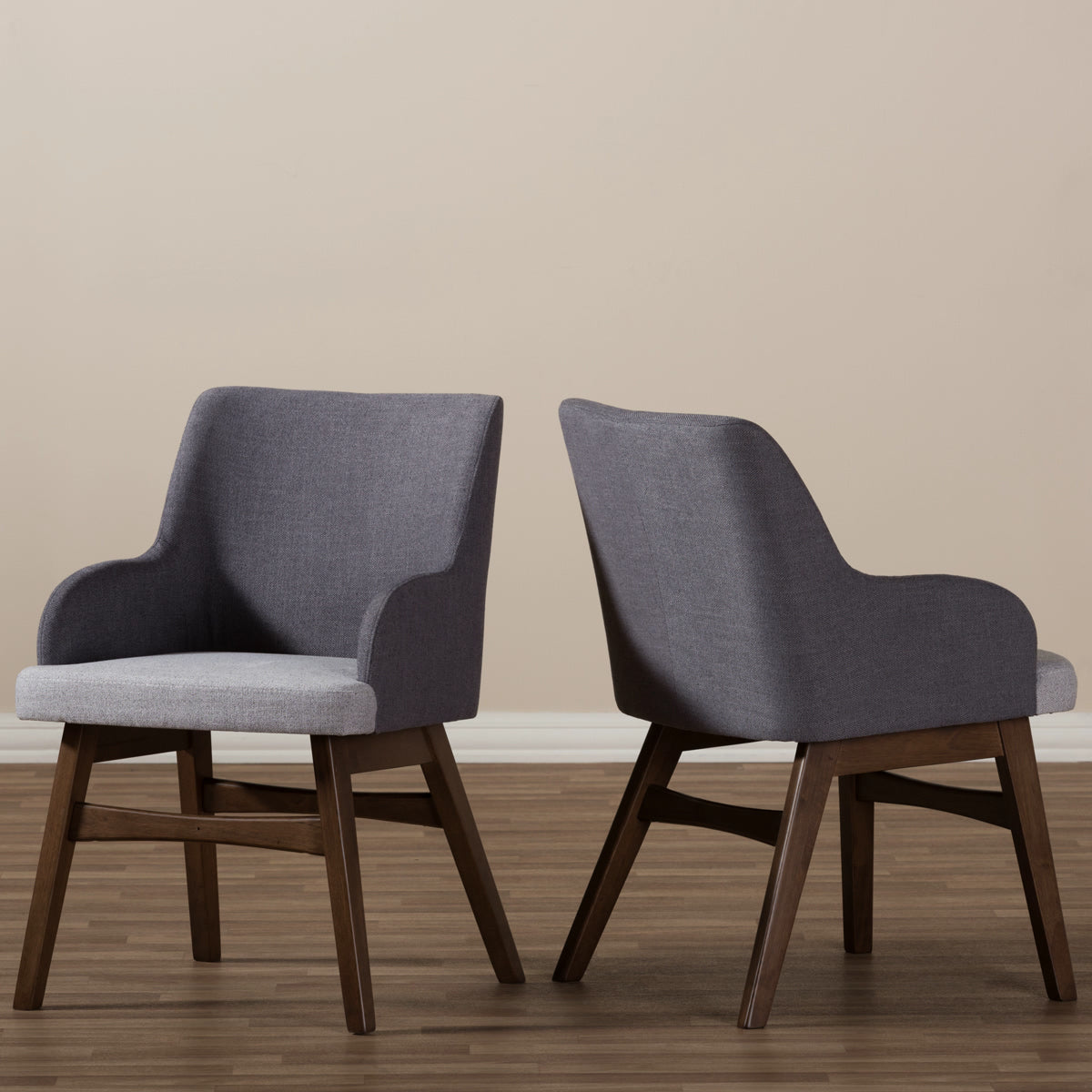 Baxton Studio Monte Mid-Century Modern Two-Tone Grey Fabric Armchair (Set of 2) Baxton Studio-dining chair-Minimal And Modern - 7