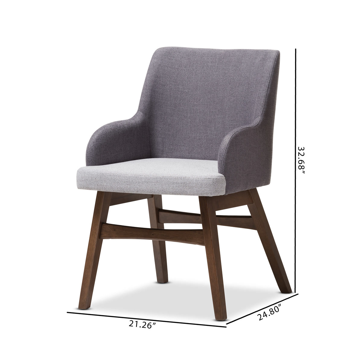 Baxton Studio Monte Mid-Century Modern Two-Tone Grey Fabric Armchair (Set of 2) Baxton Studio-dining chair-Minimal And Modern - 8