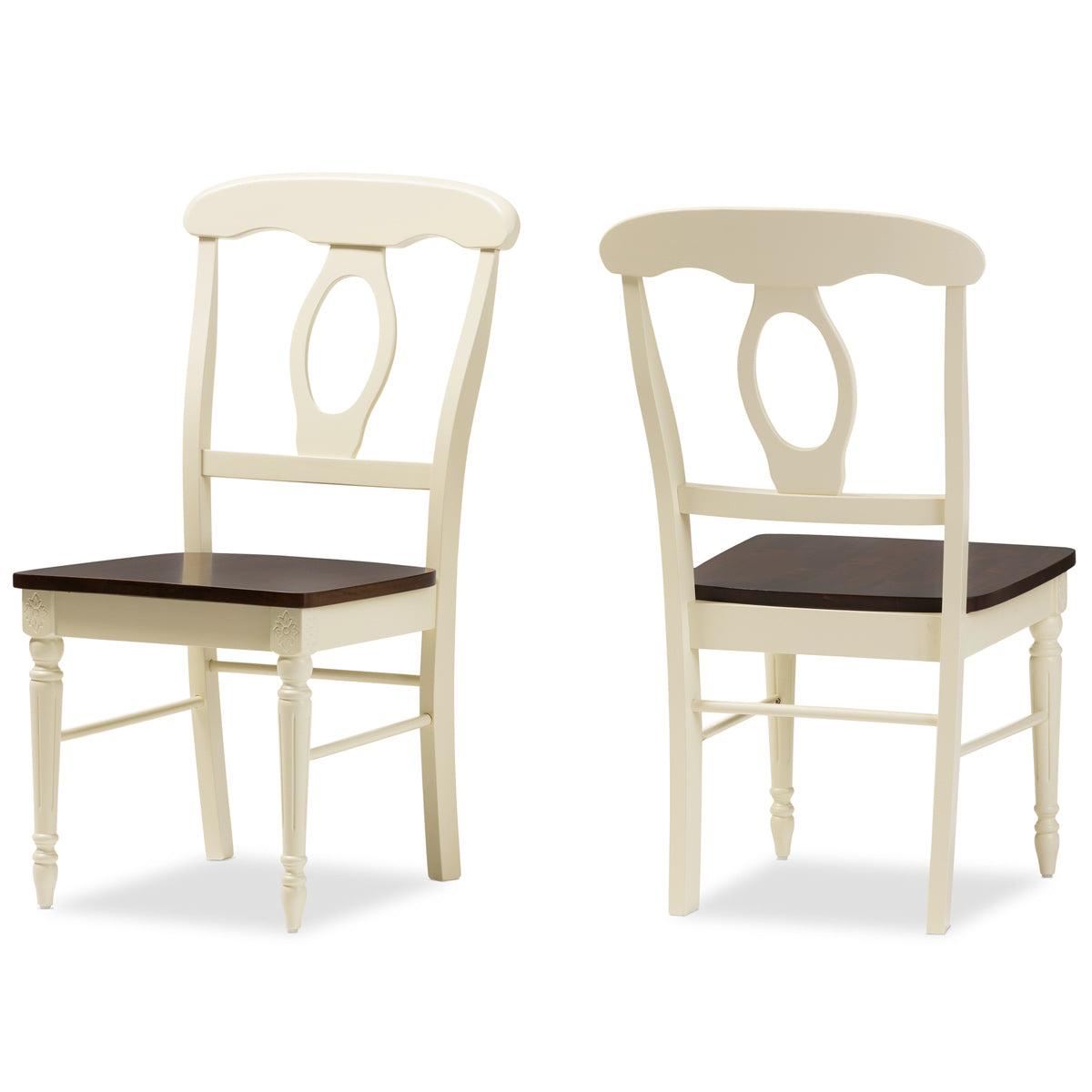 Baxton Studio Napoleon French Country Cottage Buttermilk and "Cherry" Brown Finishing Wood Dining Chair Baxton Studio-dining chair-Minimal And Modern - 2