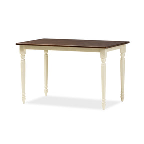 Baxton Studio Napoleon French Country Cottage Buttermilk and "Cherry" Brown Finishing Wood Dining Table Baxton Studio-dining table-Minimal And Modern - 2