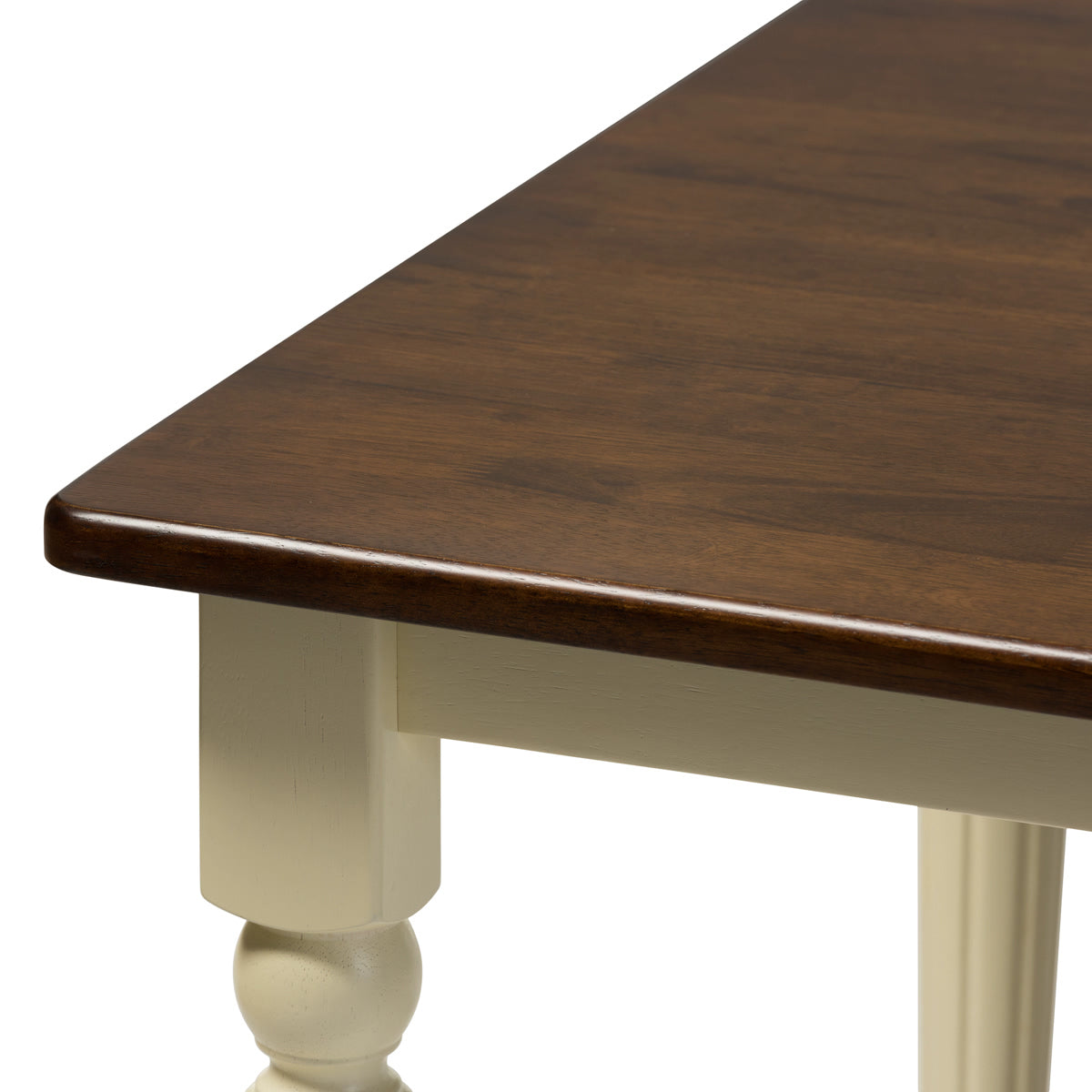 Baxton Studio Napoleon French Country Cottage Buttermilk and "Cherry" Brown Finishing Wood Dining Table Baxton Studio-dining table-Minimal And Modern - 6