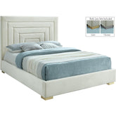 Meridian Furniture Nora Cream Velvet King BedMeridian Furniture - King Bed - Minimal And Modern - 1