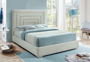Meridian Furniture Nora Cream Velvet Queen Bed