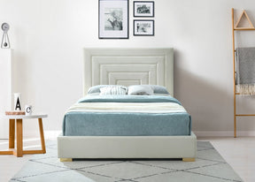 Meridian Furniture Nora Cream Velvet Queen Bed
