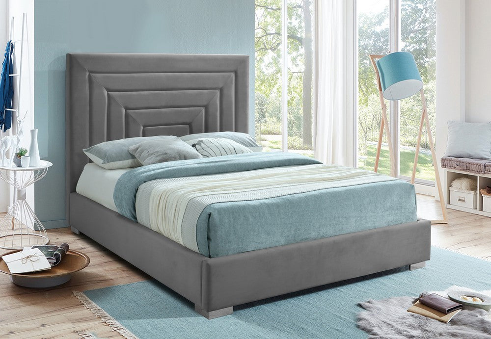 Meridian Furniture Nora Grey Velvet Full Bed